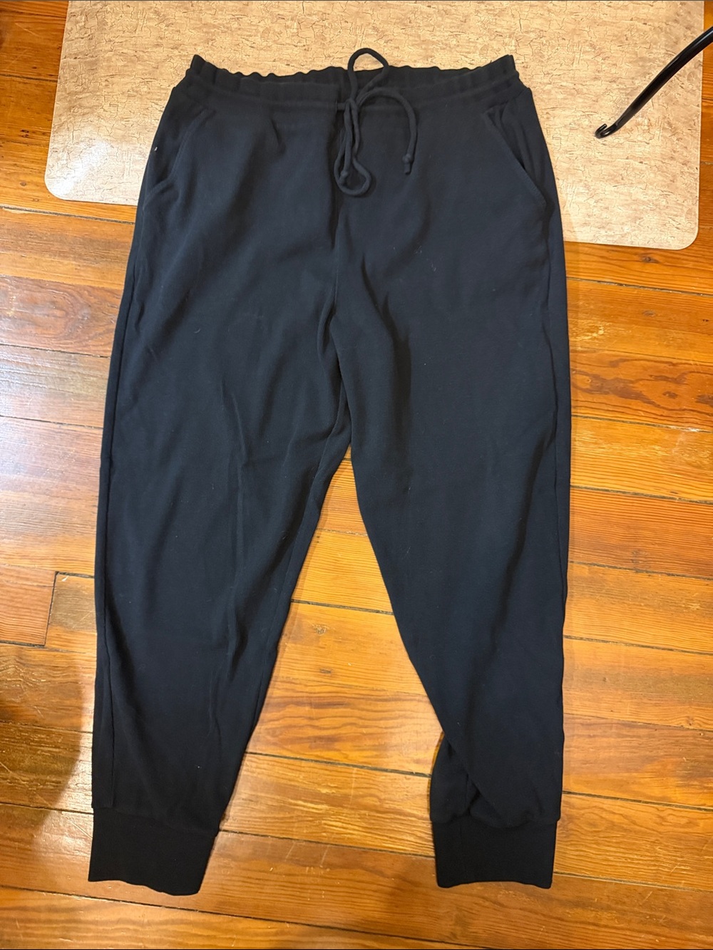 Boston Proper Black Drawstring Joggers with Ribbed Cuffs